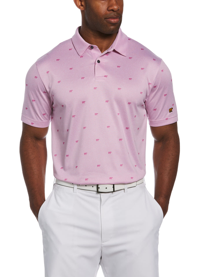 Printed Bear Textured Heather Golf Polo (Orchid Heather) 