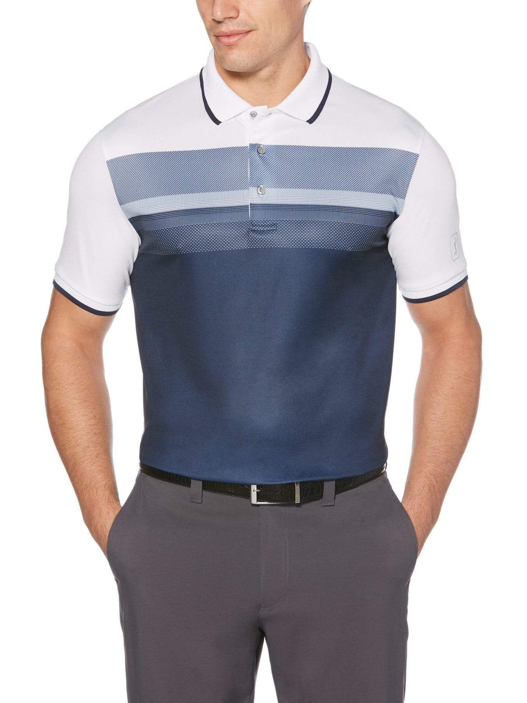 Men's Printed Front Panel Short Sleeve Polo