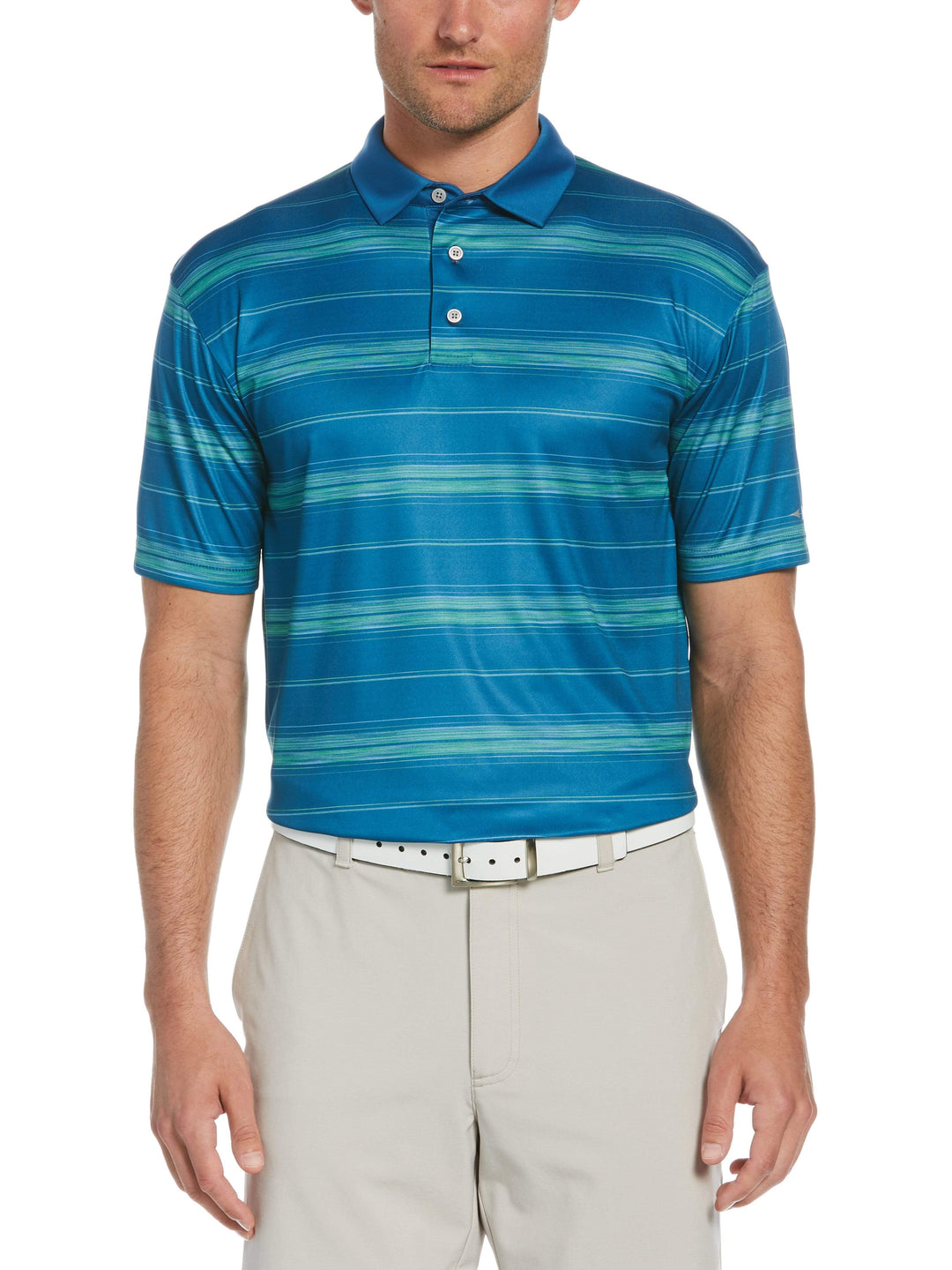 Men's Printed Space Dye Striped Polo