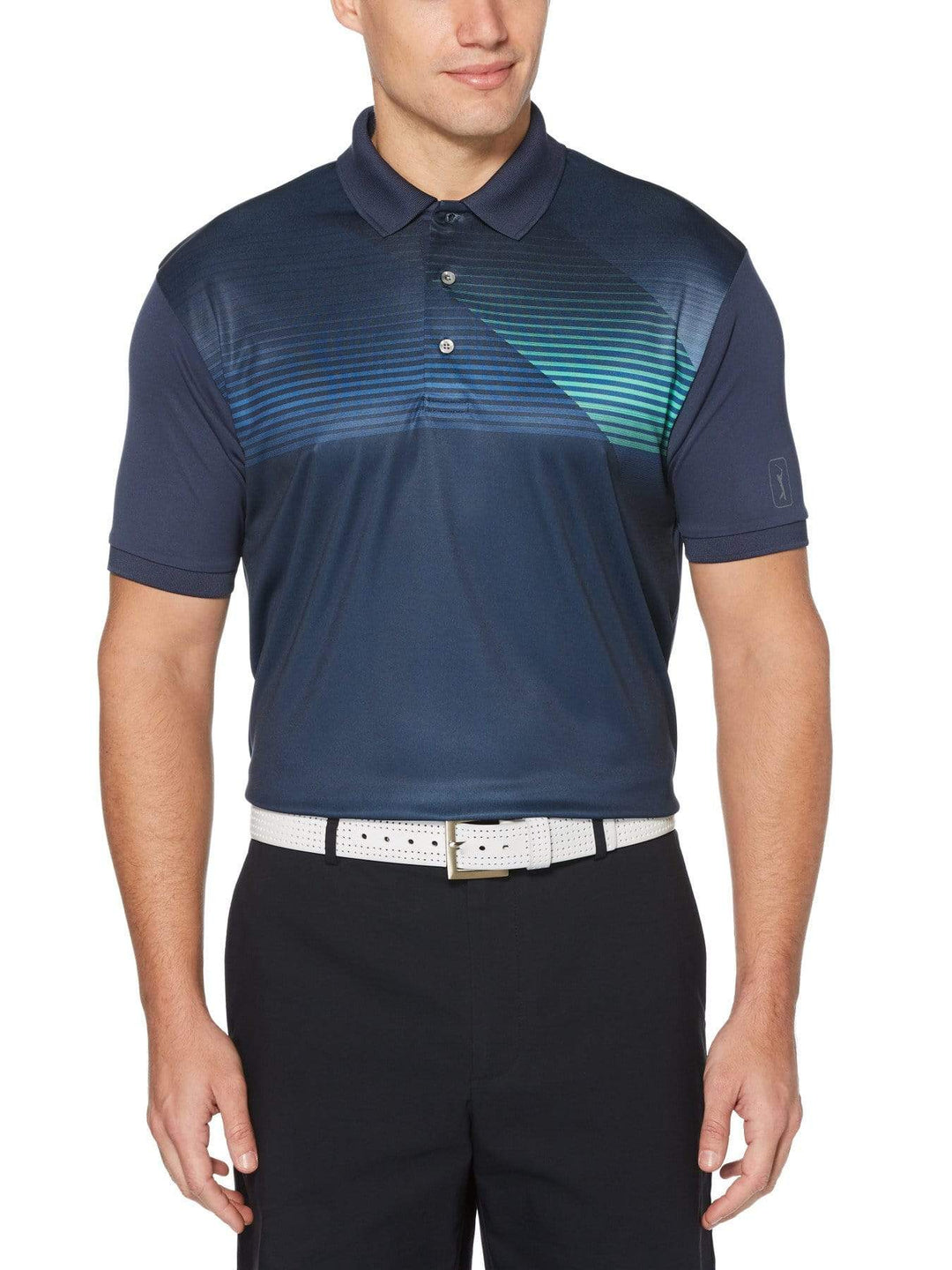 Men's Pro Series Asymmetric Multi-Color Stripe Polo