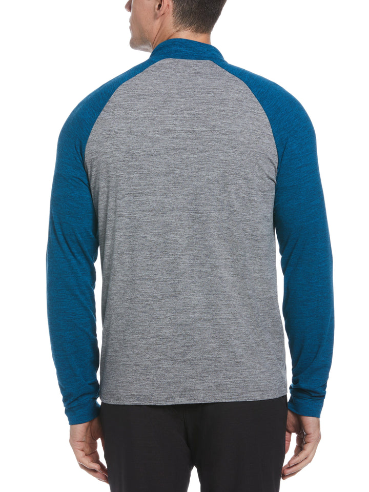 Quarter Zip Lightweight Block Golf Sweater (Blueberry Pancake Htr) 