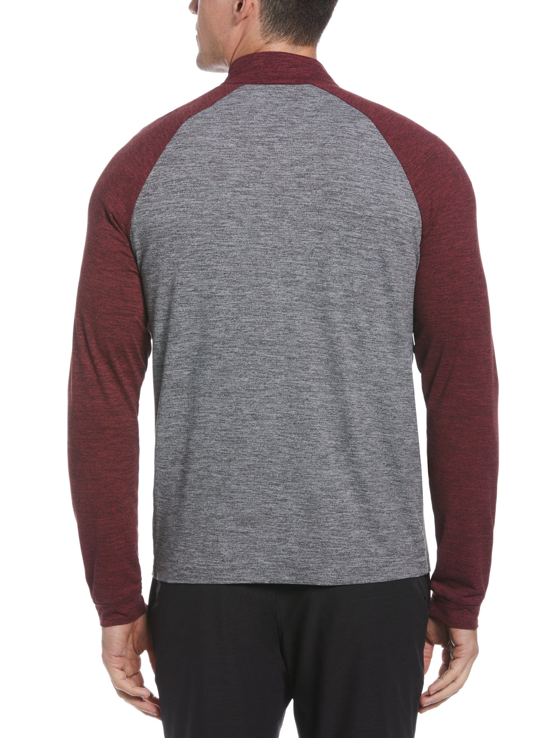 Quarter Zip Lightweight Block Golf Sweater (Cordovan Heather) 