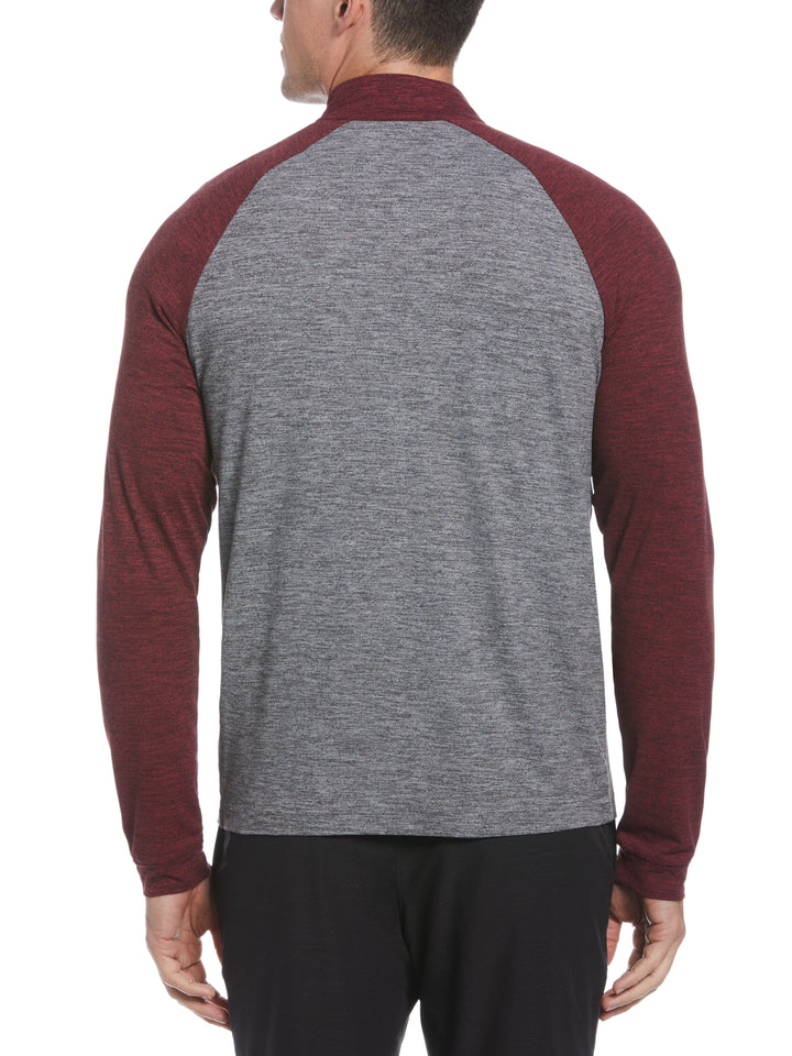 Quarter Zip Lightweight Block Golf Sweater (Cordovan Heather) 