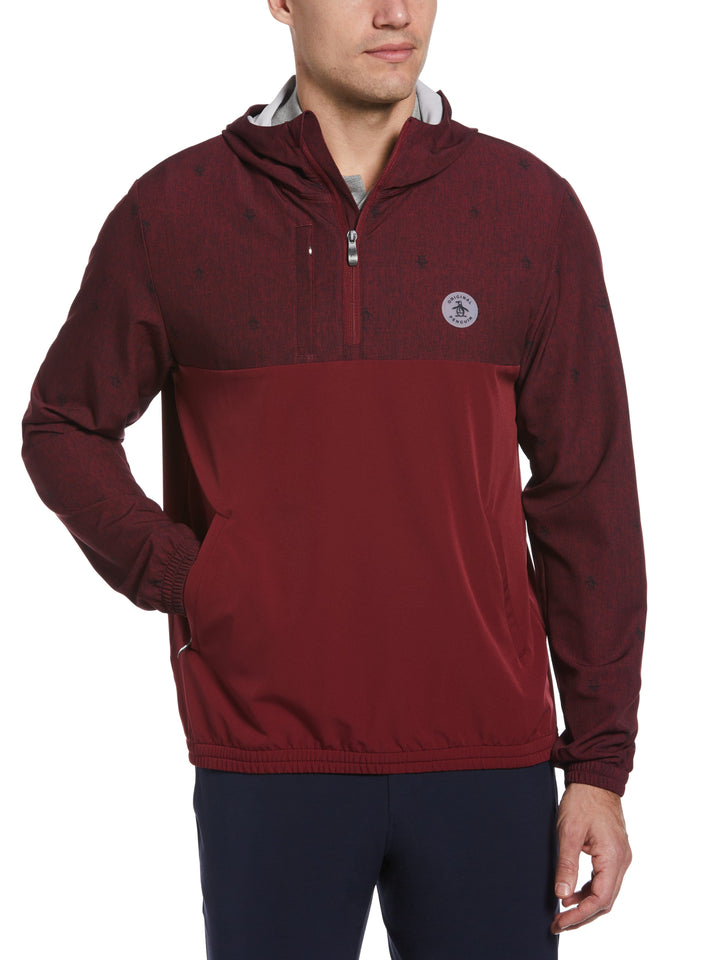 1/4 Zip Printed Pete Wind Hoodie (Cordovan) 