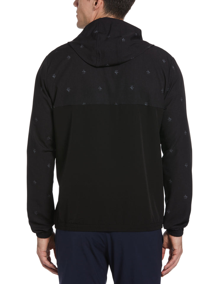 1/4 Zip Printed Pete Wind Hoodie (Caviar) 