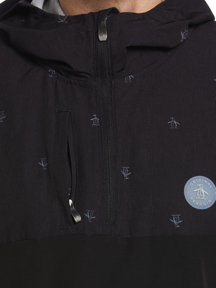 1/4 Zip Printed Pete Wind Hoodie (Caviar) 