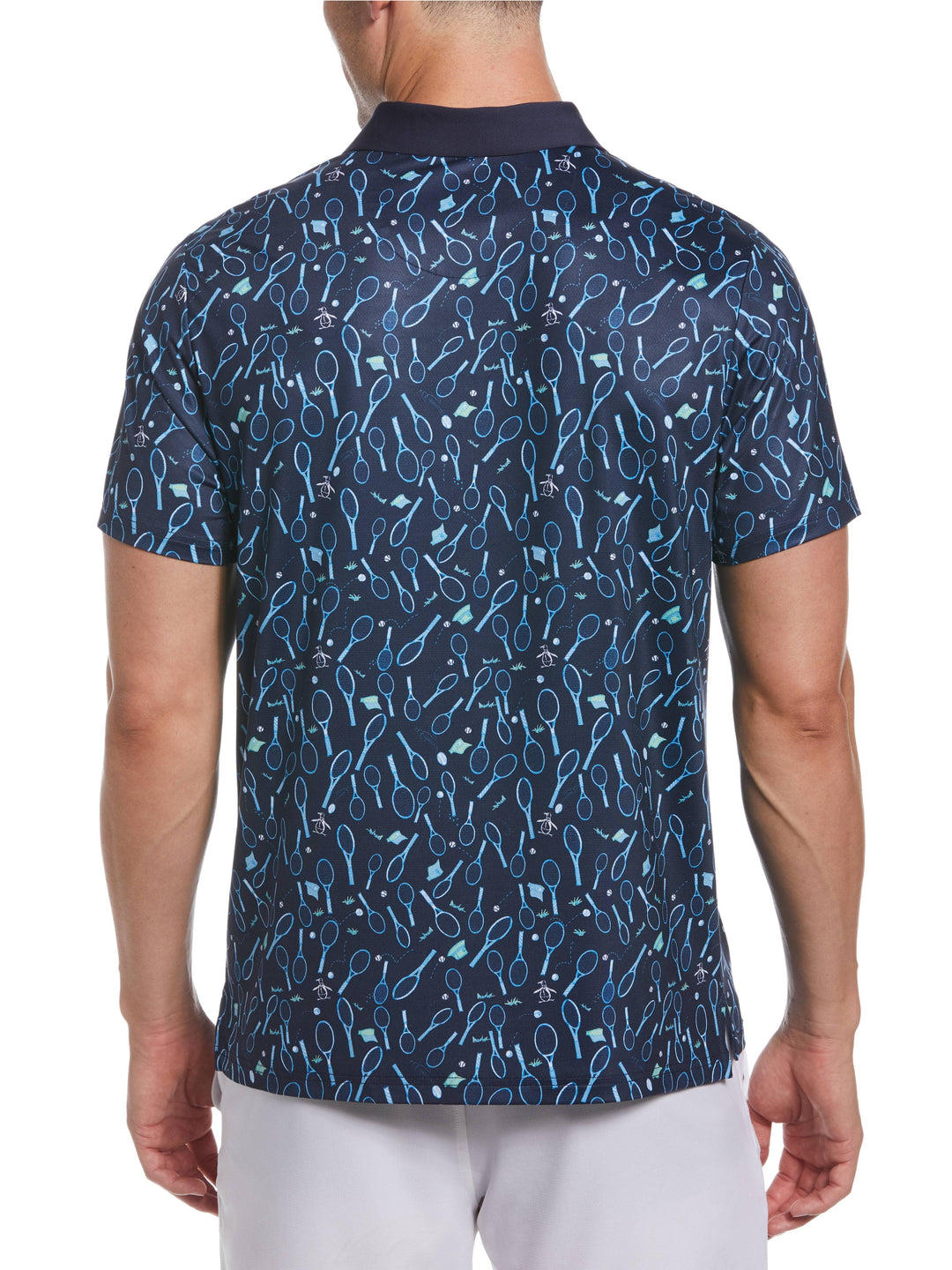 Men's Racquet Printed Tennis Golf Polo Shirt