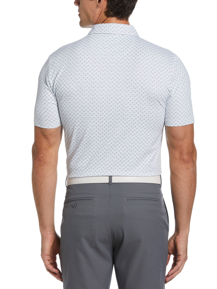 Retro Geo Print Golf Polo (Bright White) 