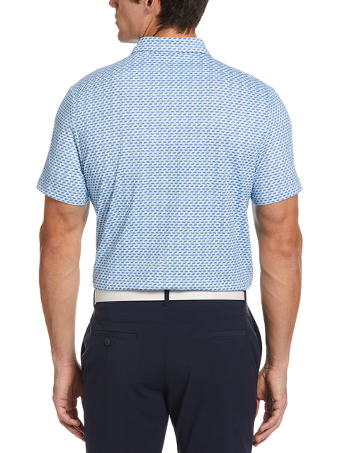 Retro Wave Pattern Print Golf Polo Shirt (Aquarius) 