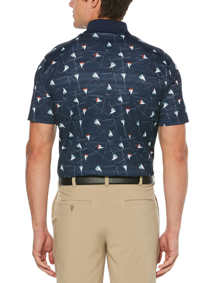Men's Sailboat Print Golf Polo