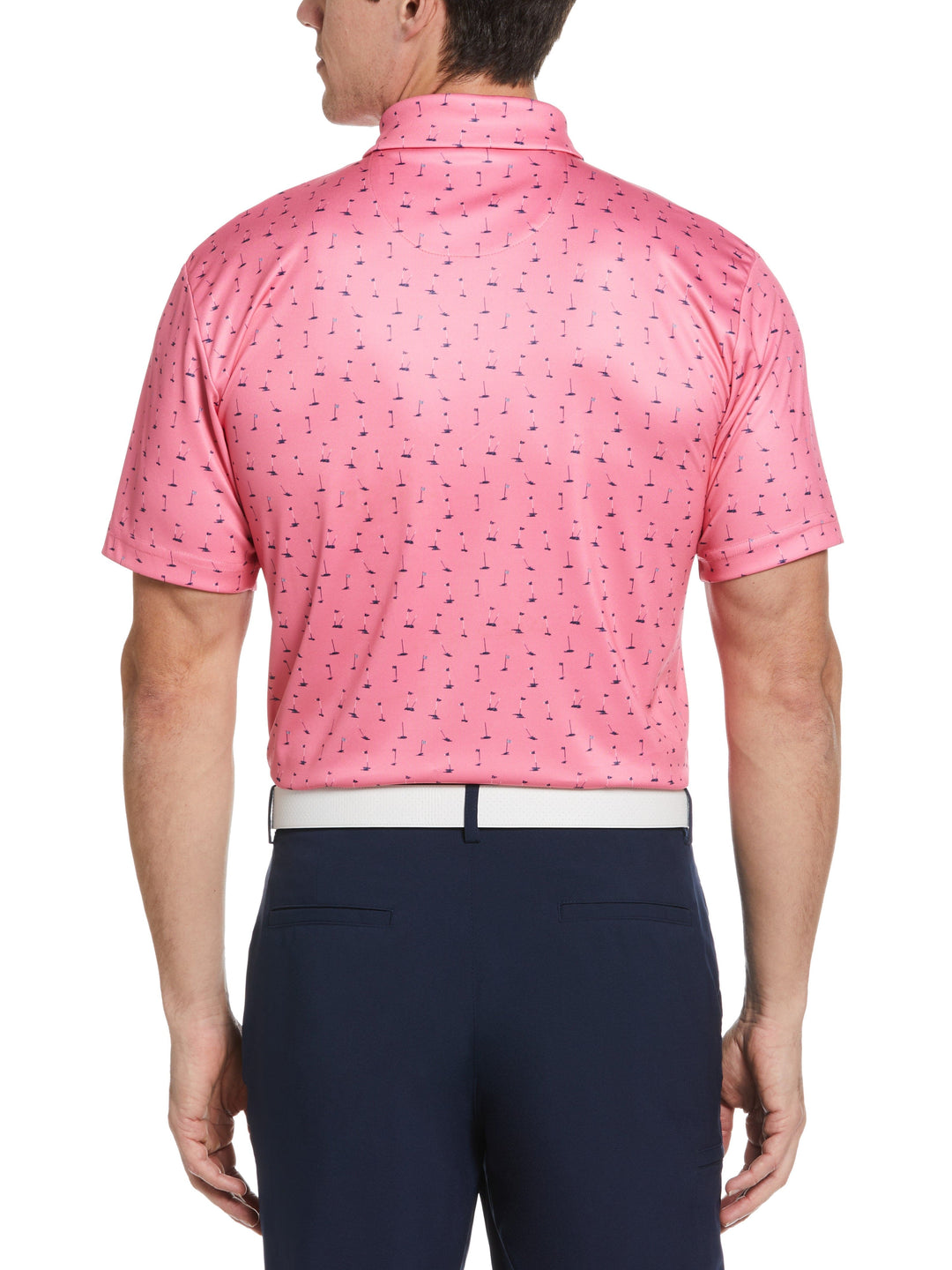 Short Sleeve  All Over Golf Flag Printed  Polo (Flowering Ginger) 