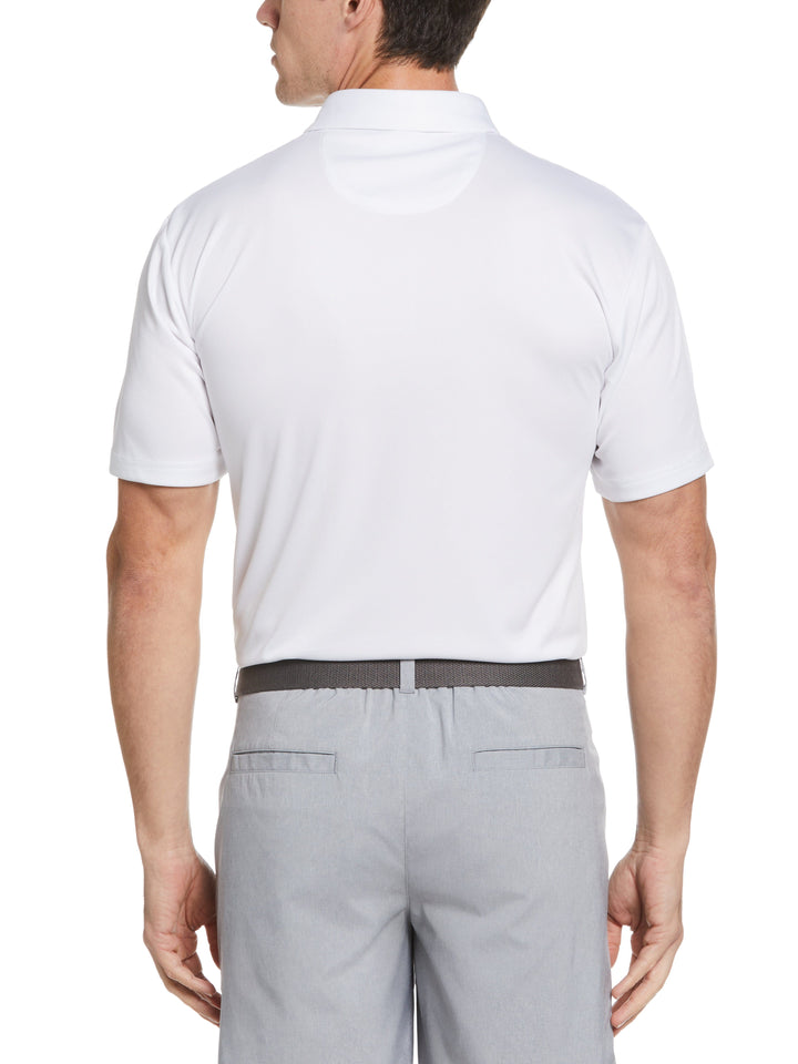 Short Sleeve Heather Textured Chest Stripe Polo (Bright White) 