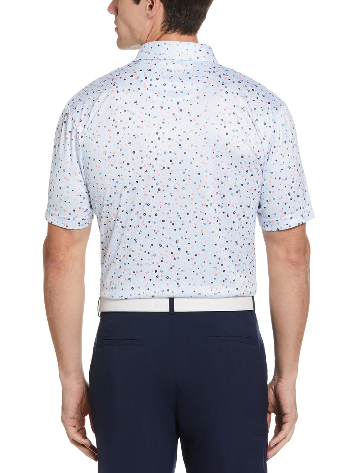 Men's Short Sleeve Mini All-Over Floral Print Polo