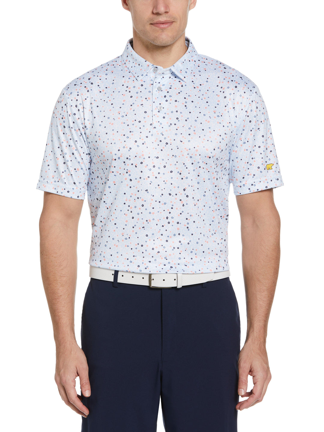 Men's Short Sleeve Mini All-Over Floral Print Polo