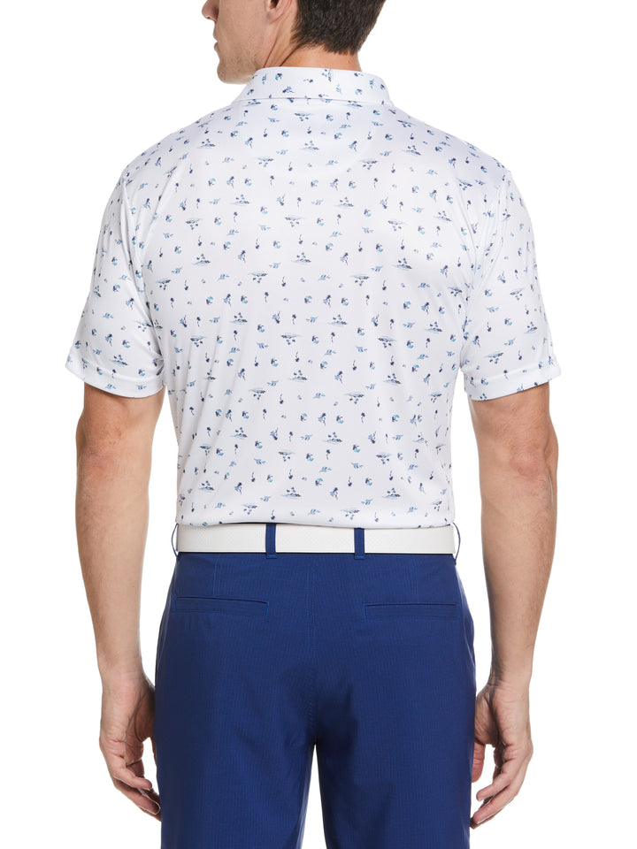 Men's Short Sleeve Tropical Conversational Print Polo