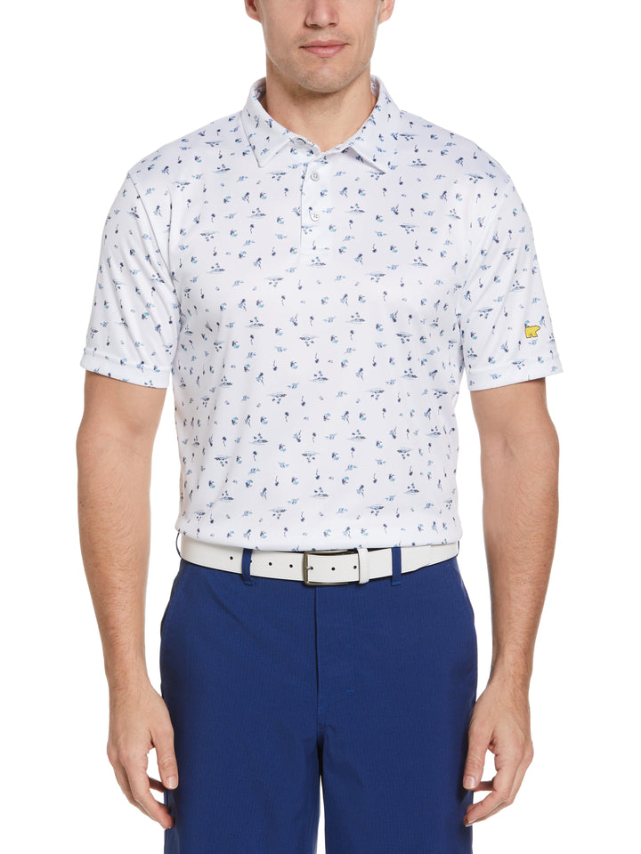 Men's Short Sleeve Tropical Conversational Print Polo