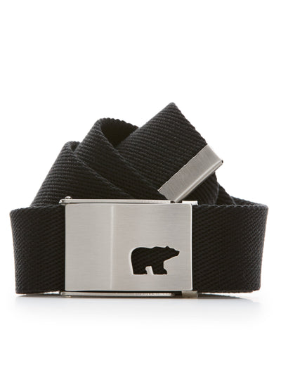 Men's Single Web Belt With Cutout Bear Logo