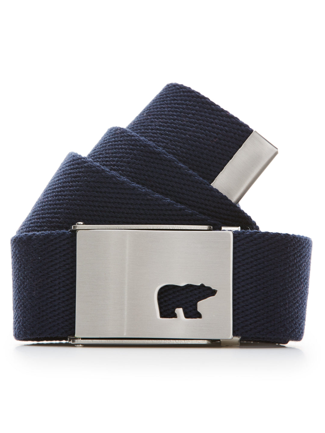 Men's Single Web Belt With Cutout Bear Logo
