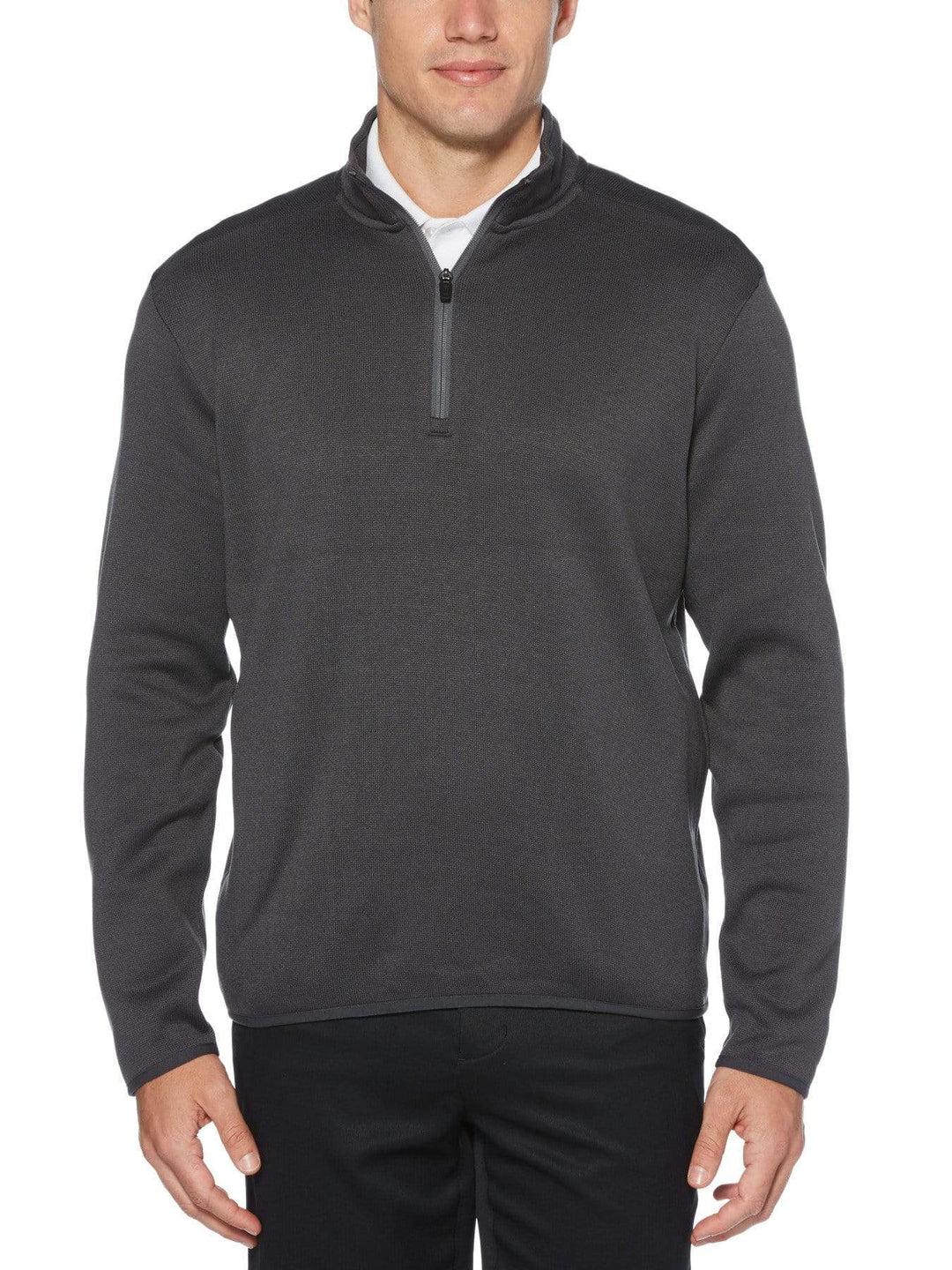 Men's Solid Fleece Back Quarter-Zip Sweater with Binding
