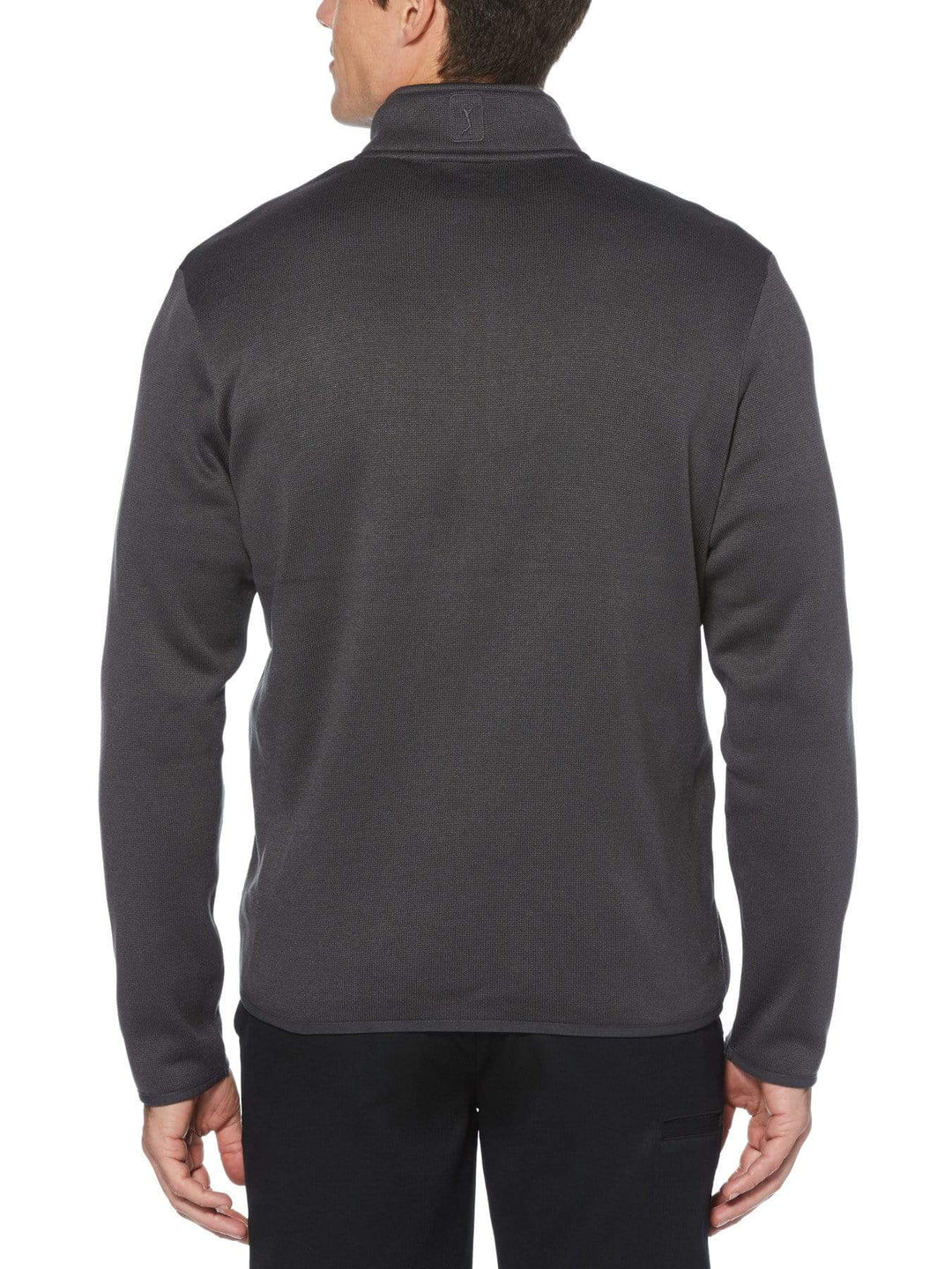Men's Solid Fleece Back Quarter-Zip Sweater with Binding