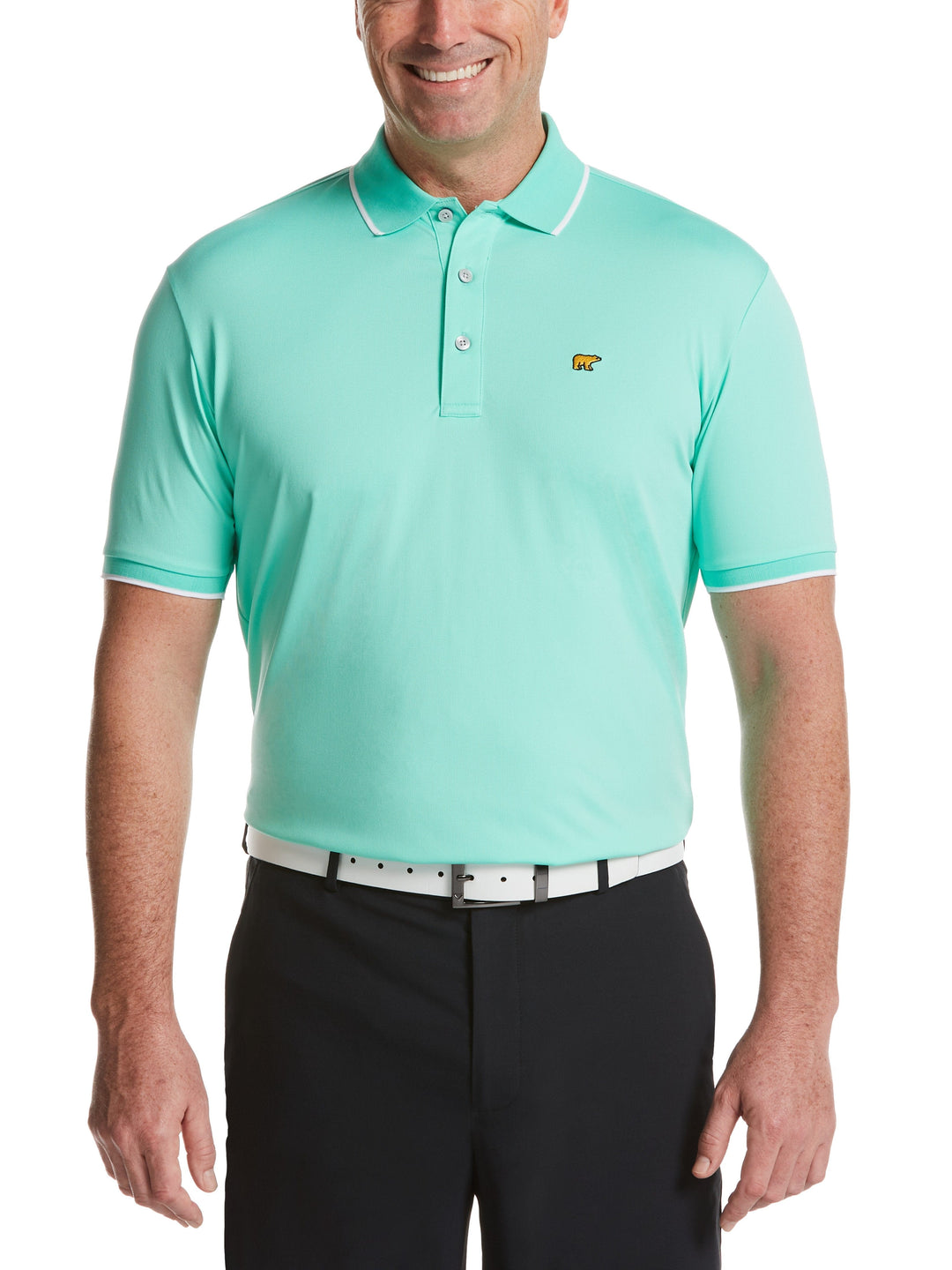 Men's Solid Golf Polo with Cuff Tipping