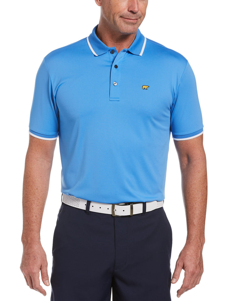 Men's Solid Golf Polo with Cuff Tipping