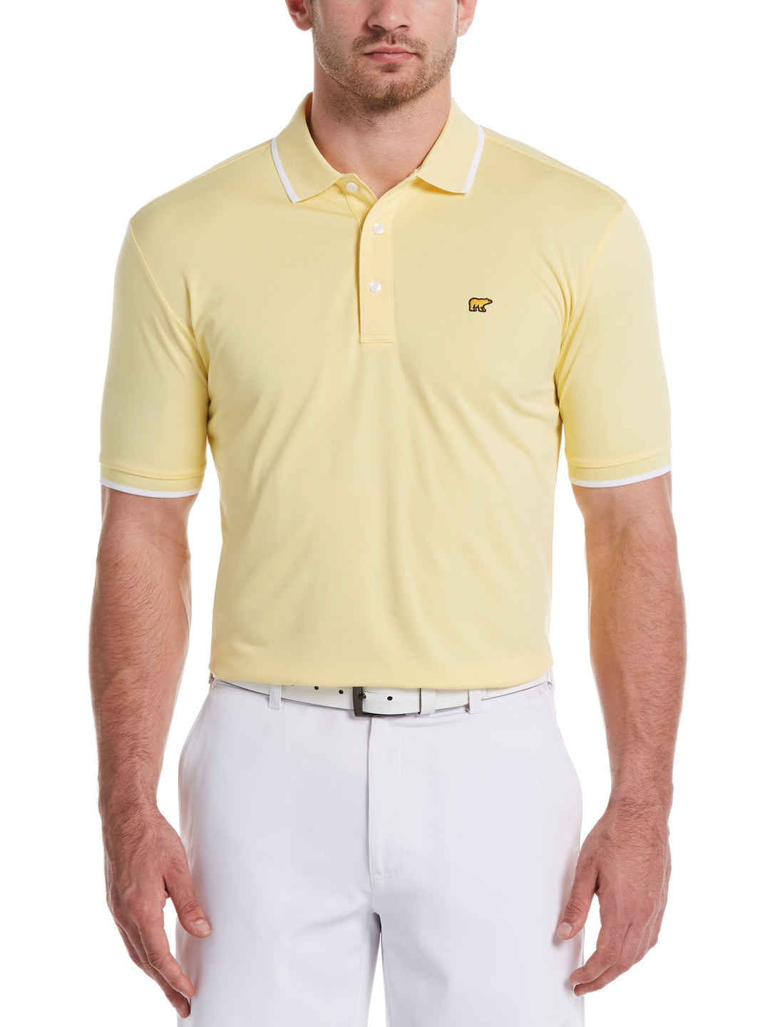 Men's Solid Golf Polo with Cuff Tipping