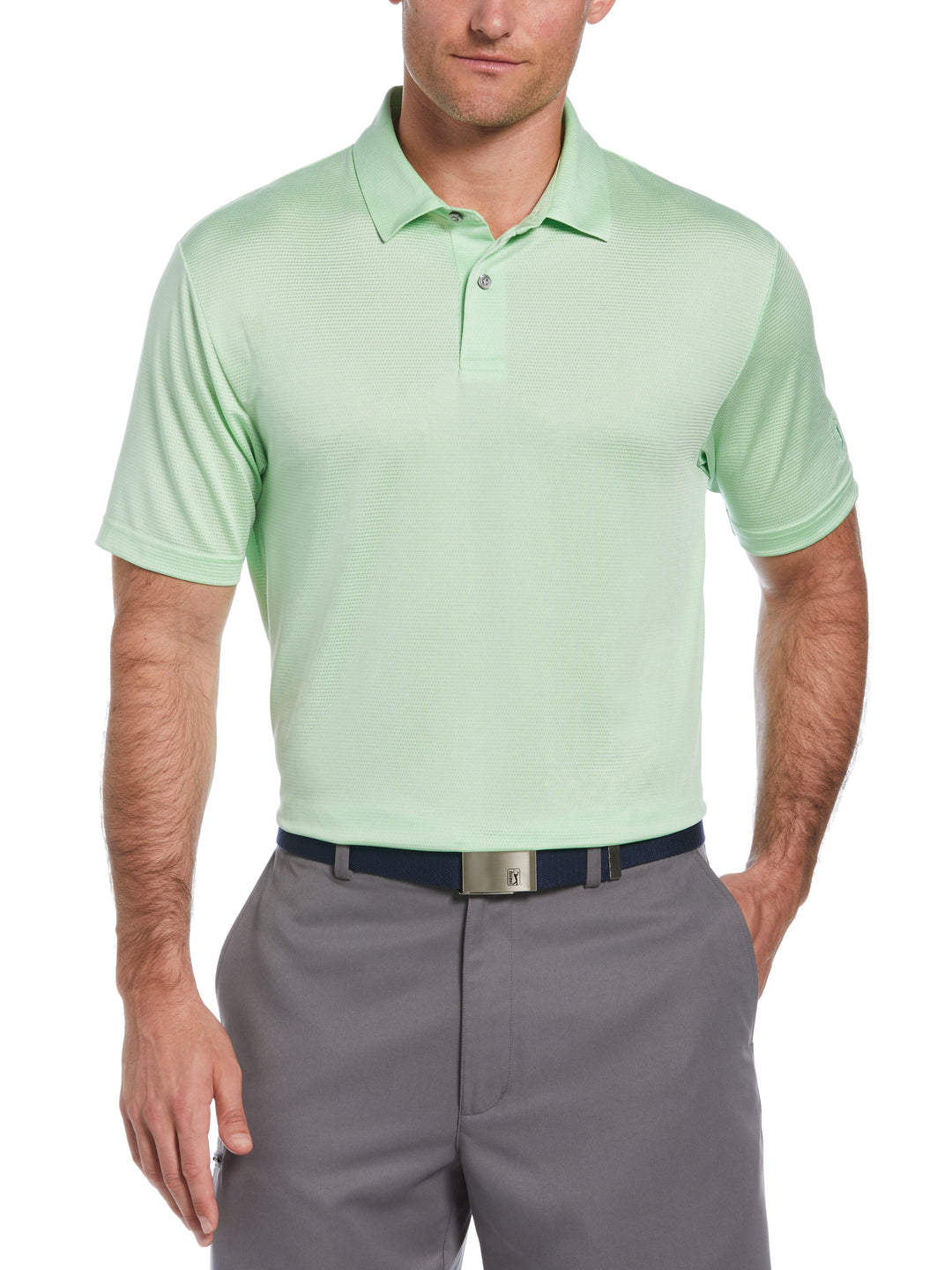 Space Dye Texture Golf Polo (Green Ash Heather) 