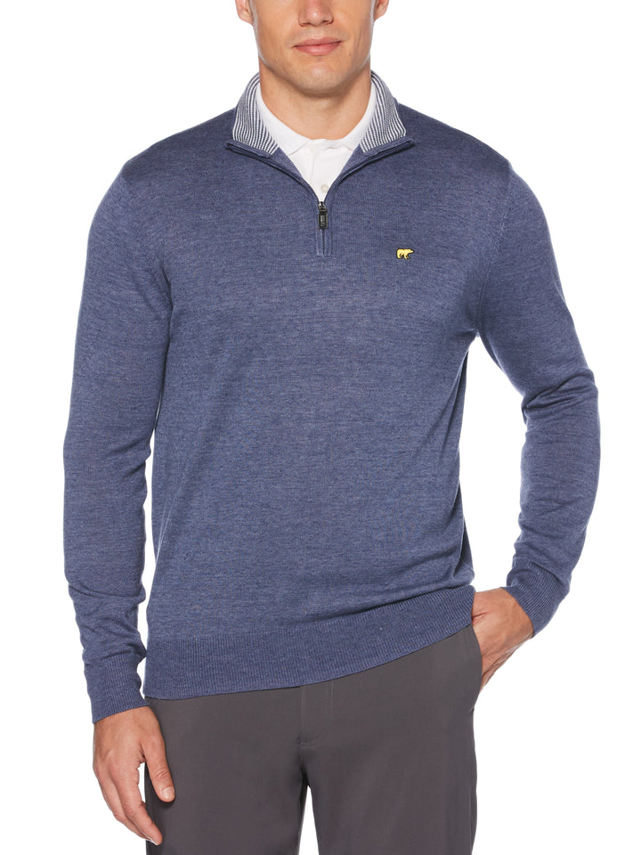Men's Stripe Inner Collar Quarter-Zip Golf Sweater