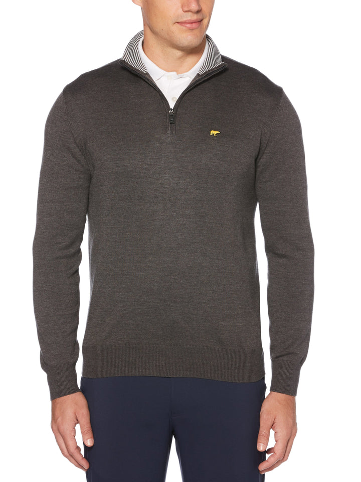 Men's Stripe Inner Collar Quarter-Zip Golf Sweater