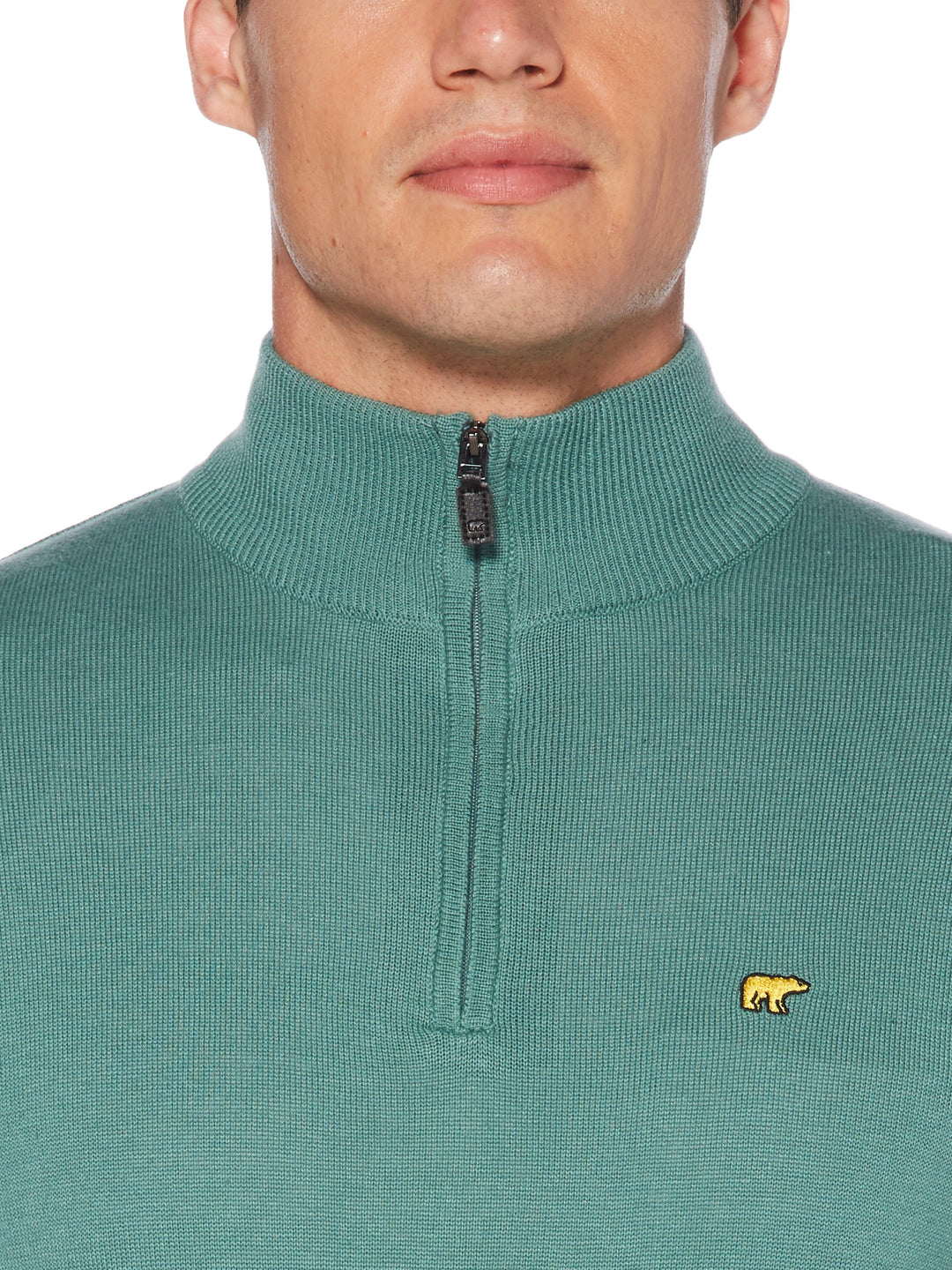 Men's Stripe Inner Collar Quarter-Zip Golf Sweater