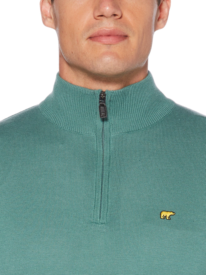 Men's Stripe Inner Collar Quarter-Zip Golf Sweater