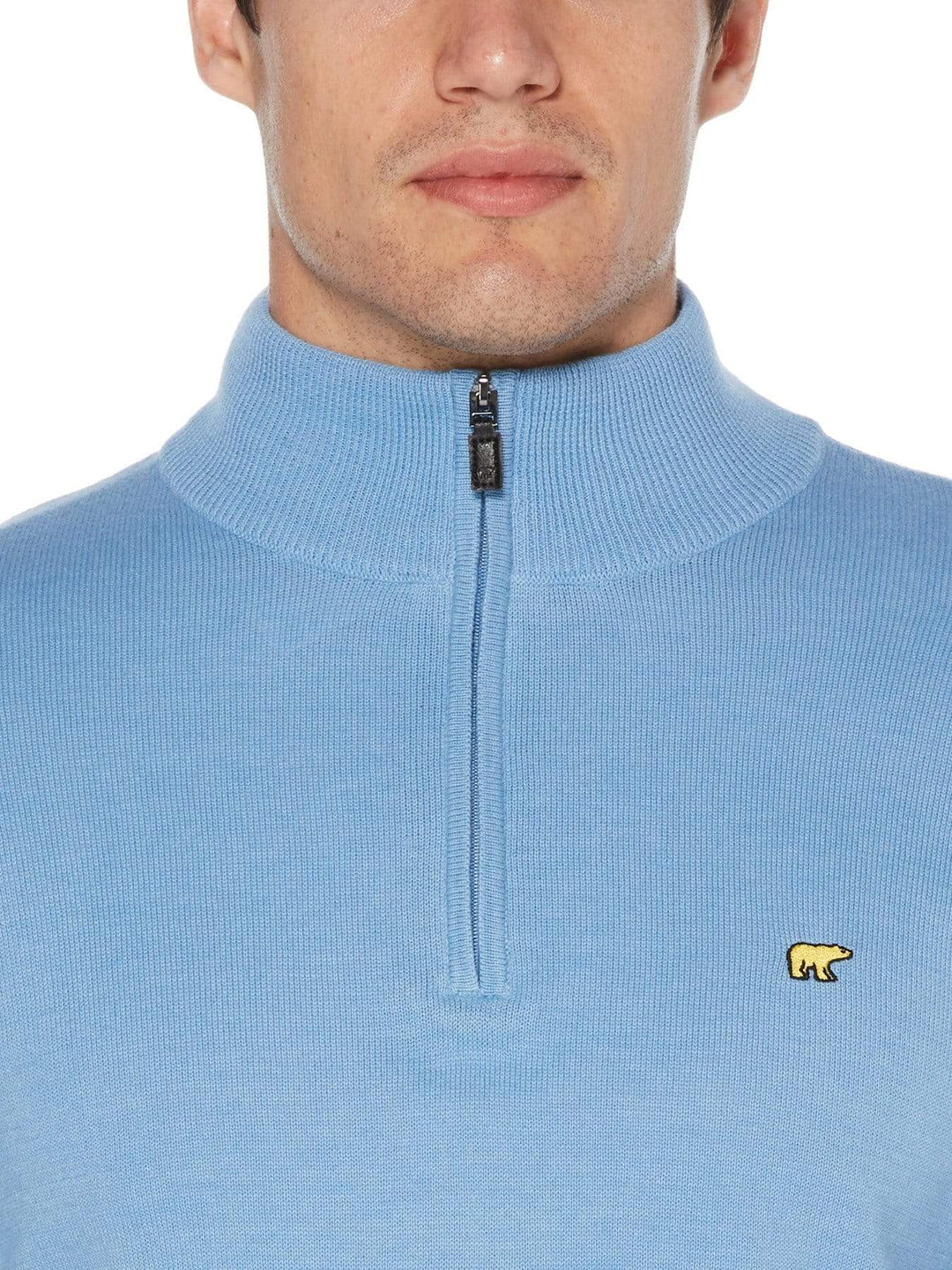 Men's Stripe Inner Collar Quarter-Zip Golf Sweater