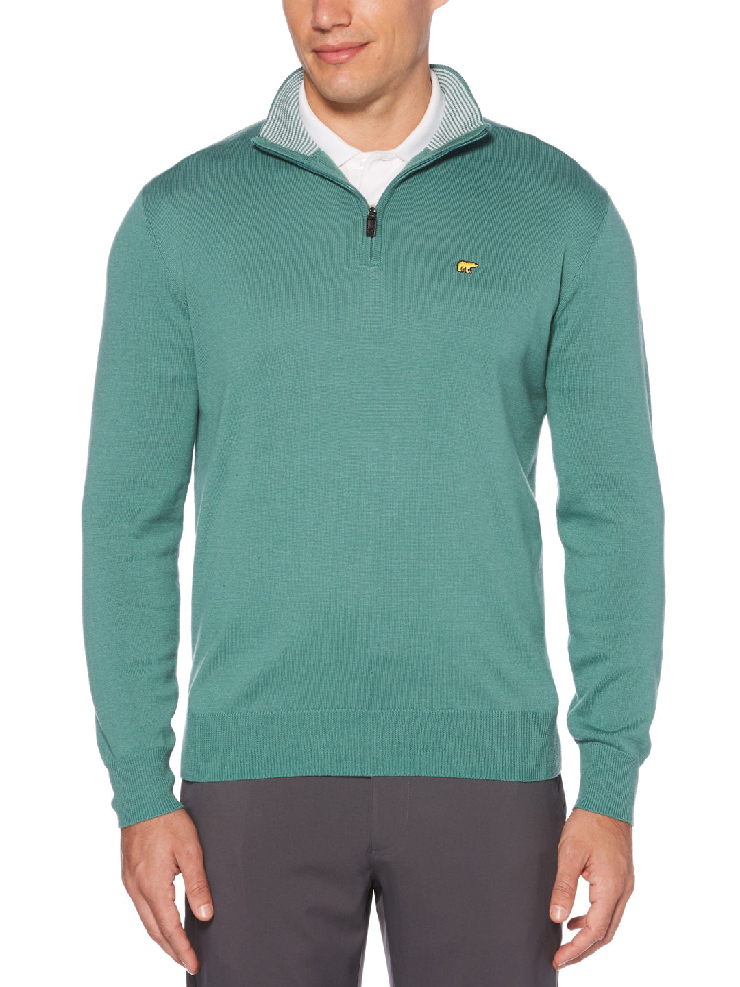 Men's Stripe Inner Collar Quarter-Zip Golf Sweater