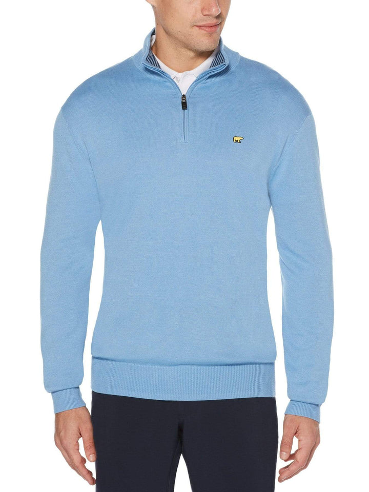 Men's Stripe Inner Collar Quarter-Zip Golf Sweater