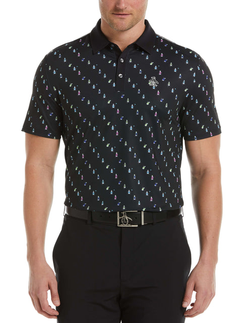 Swinging Pete Novelty Print Golf Polo Shirt (Caviar) 