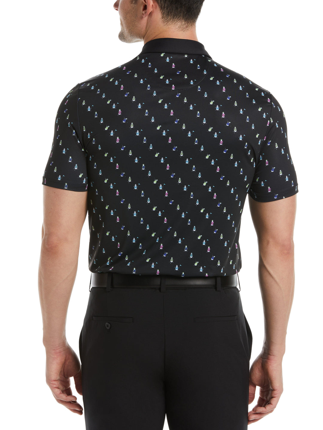 Swinging Pete Novelty Print Golf Polo Shirt (Caviar) 