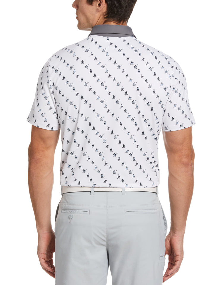 Swinging Pete Novelty Print Golf Polo Shirt (Bright White) 