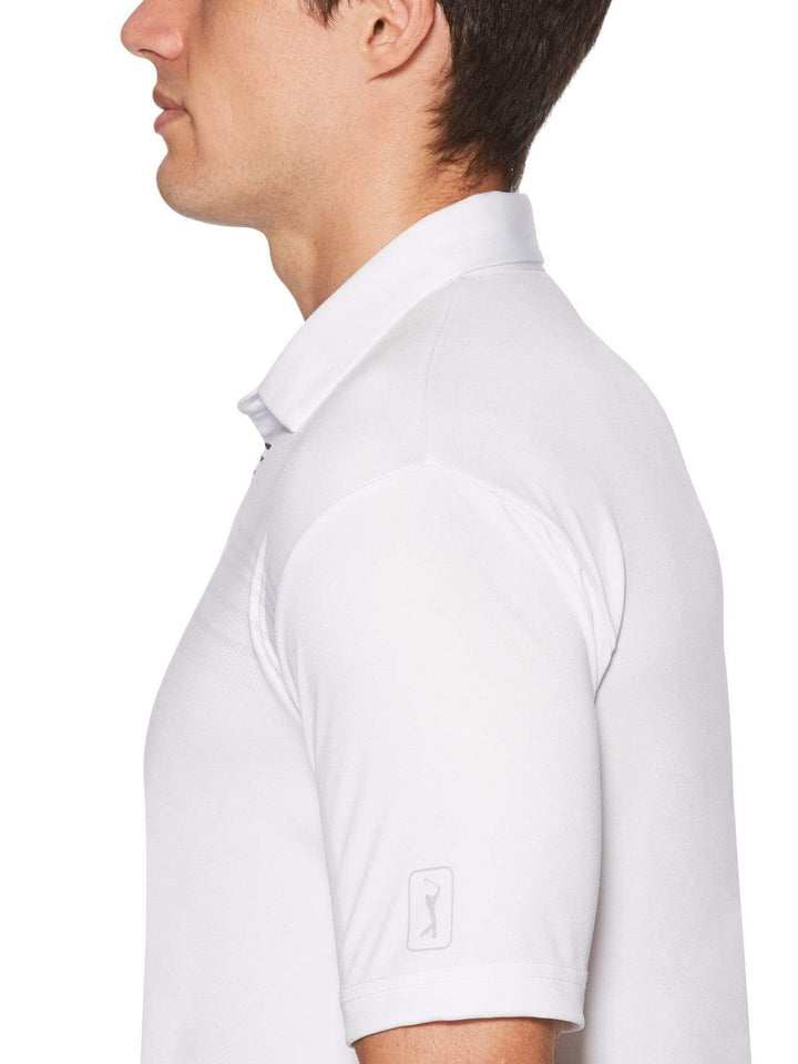 Men's Textured Chest Printed Short Sleeve Polo