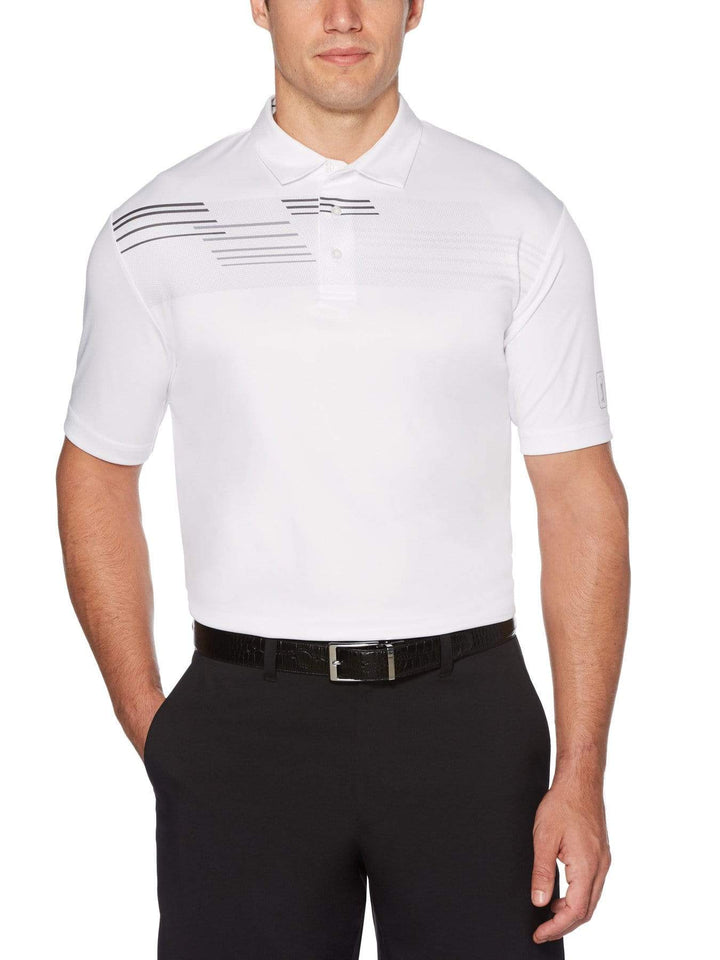 Men's Textured Chest Printed Short Sleeve Polo