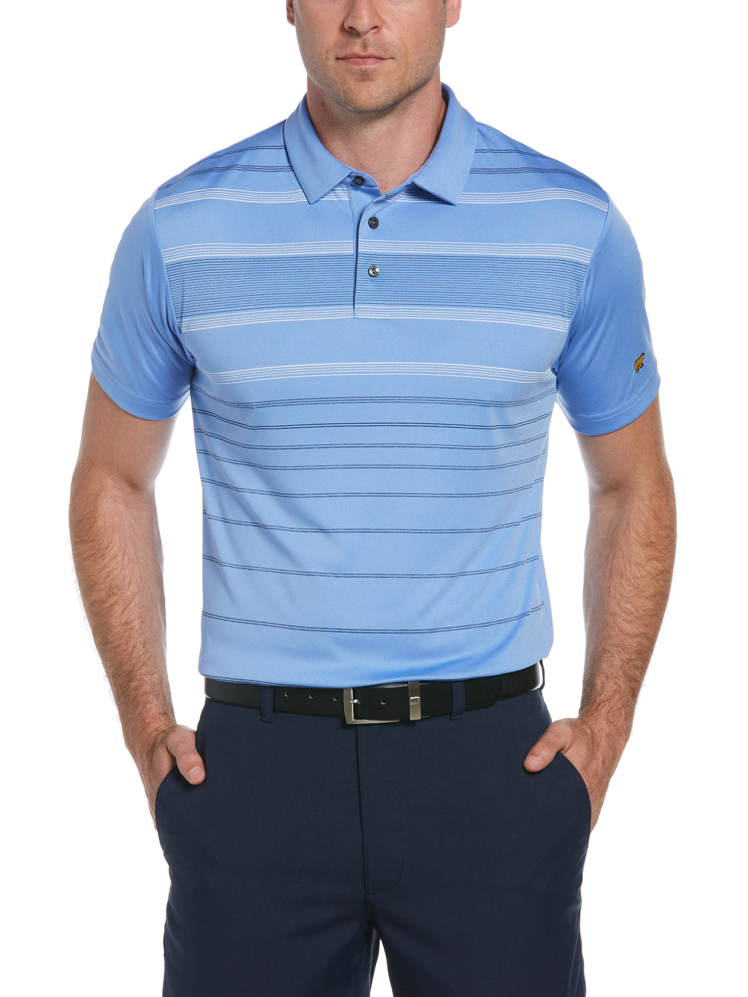 Men's Textured Stripe Print Golf Polo