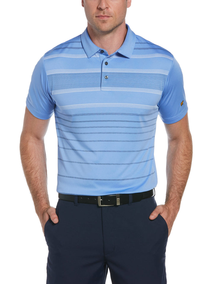 Men's Textured Stripe Print Golf Polo