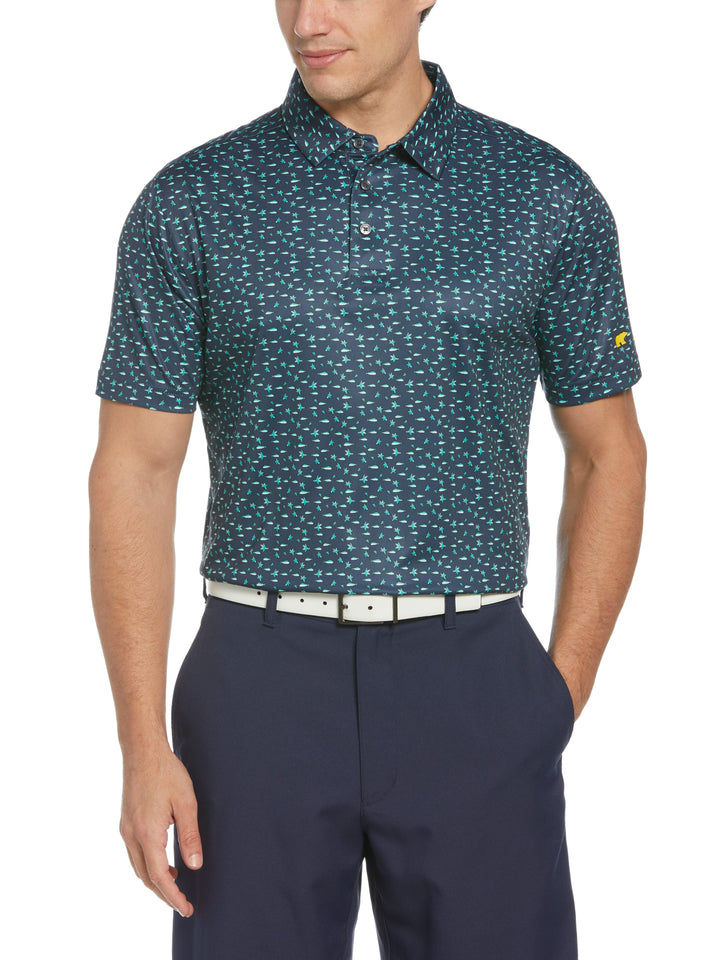 The Seas Printed Golf Polo (Classic Navy) 
