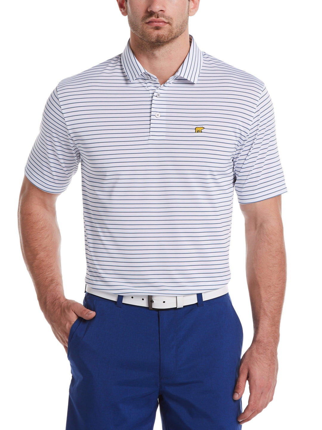 Men's Three-Color Stripe Golf Polo