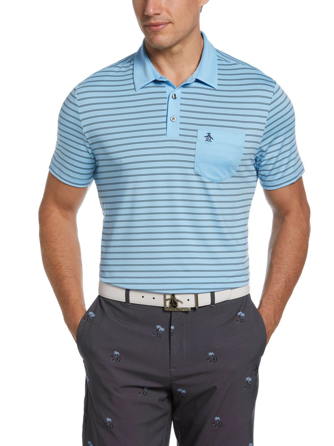Two-Color Stripe Golf Polo (Baltic Sea) 