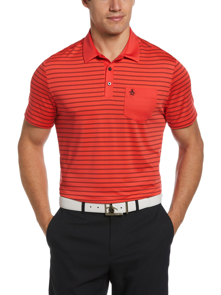Two-Color Stripe Golf Polo (Bittersweet) 