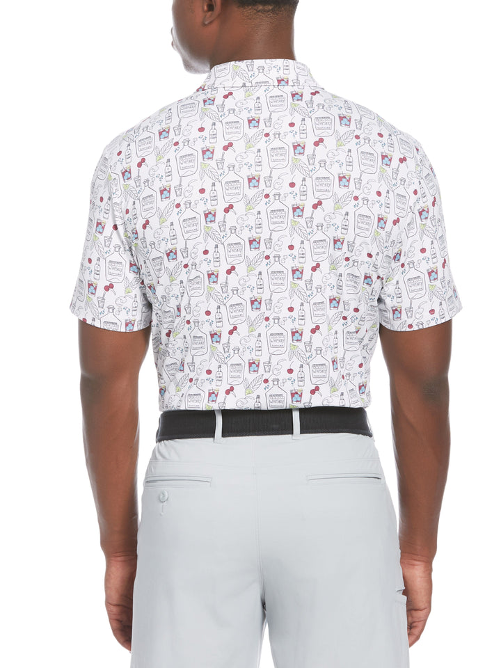 Men's Whiskey Conversation Print Golf Polo Shirt