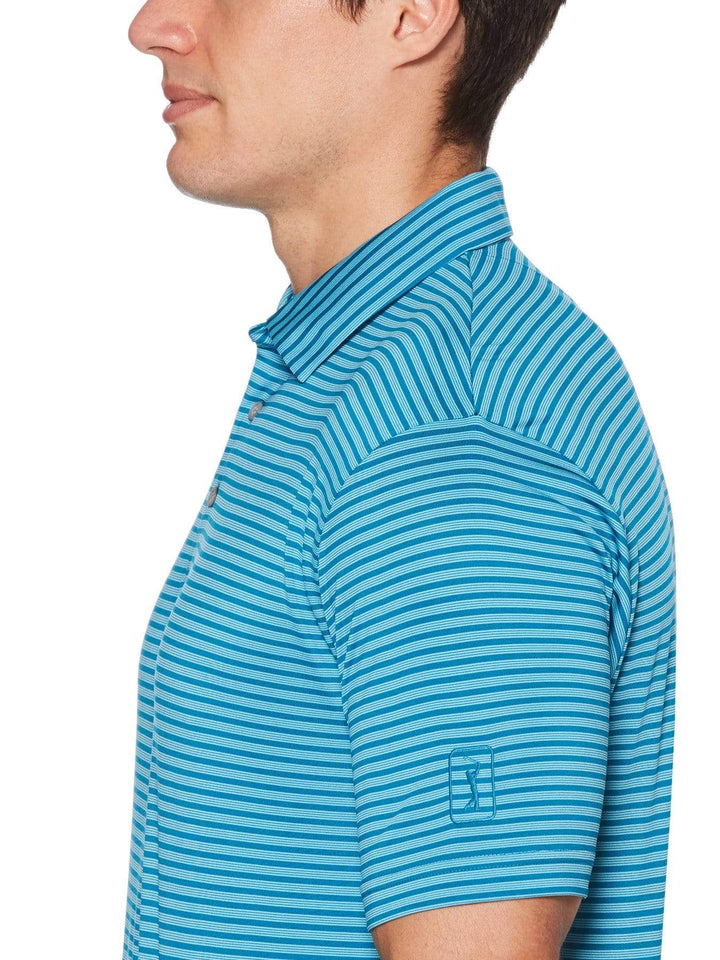 Men's Yarn Dyed Feeder Stripe Short Sleeve Polo