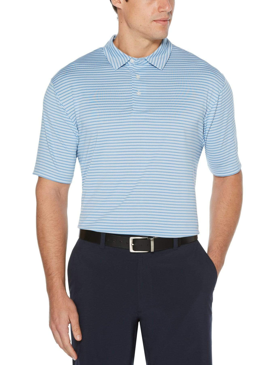 Men's Yarn Dyed Feeder Stripe Short Sleeve Polo
