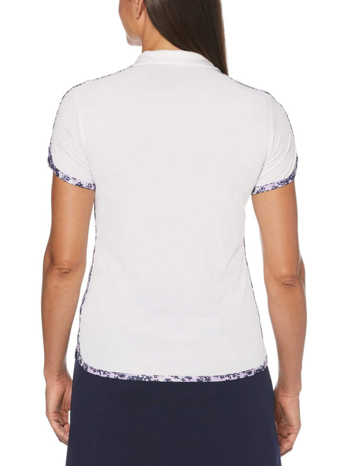 Women's 3 Tone Floral Print Short Sleeve Golf Polo